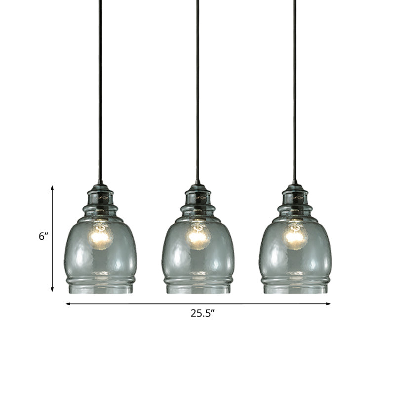 Modern Blue Glass Pendant Light - Wide Masion Jar Globe/Drum Design (1 Light)