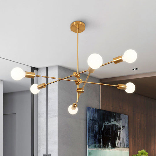 Modern Sputnik Chandelier - Metallic 6-Light Living Room Pendant Lamp, Black/Gold
