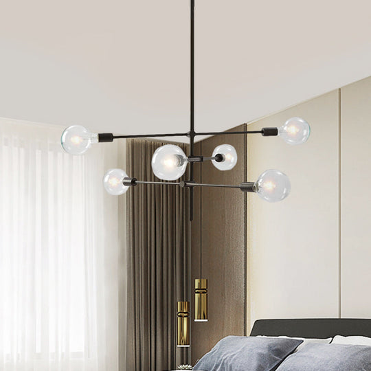 Modern Sputnik Chandelier - Metallic 6-Light Living Room Pendant Lamp, Black/Gold