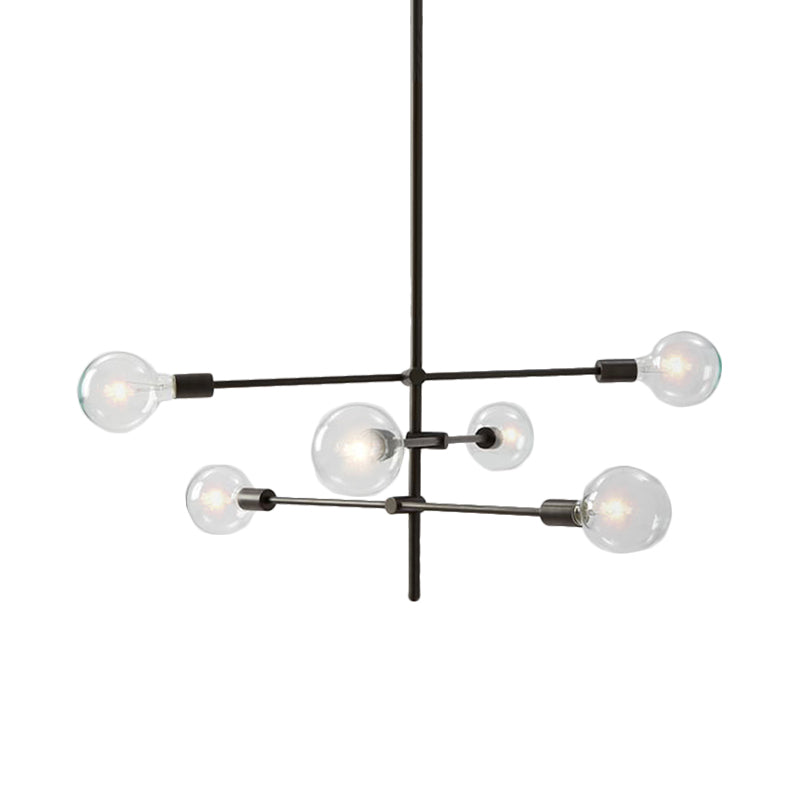 Modern Sputnik Chandelier - Metallic 6-Light Living Room Pendant Lamp, Black/Gold