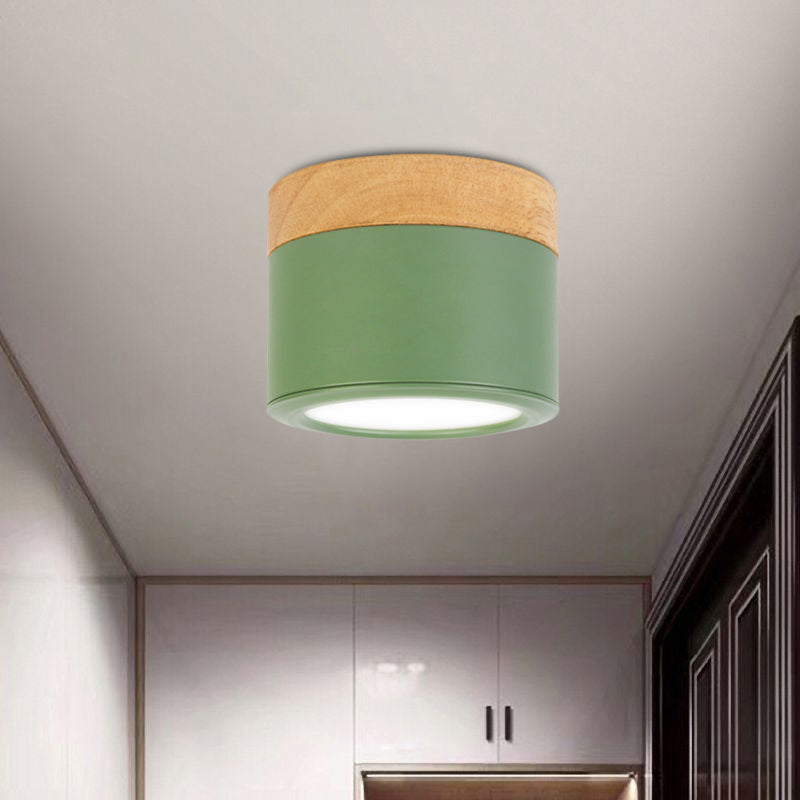 Round Flush Mount Acrylic Macaron Loft Ceiling Light for Bathroom Hallway - Small Green/Grey/White Lamp