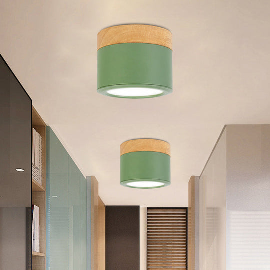 Round Flush Mount Acrylic Macaron Loft Ceiling Light for Bathroom Hallway - Small Green/Grey/White Lamp
