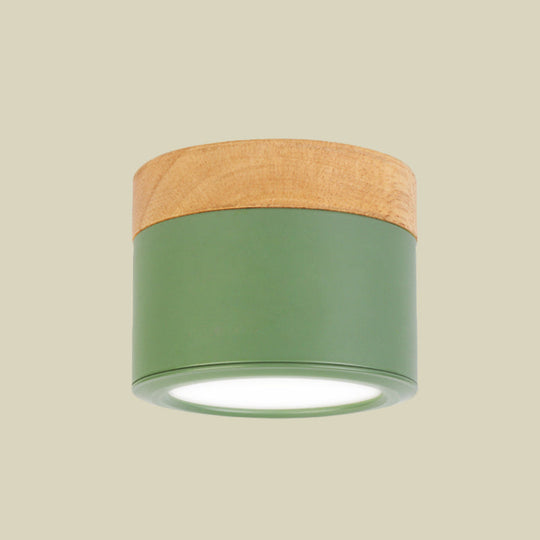 Round Flush Mount Acrylic Macaron Loft Ceiling Light for Bathroom Hallway - Small Green/Grey/White Lamp