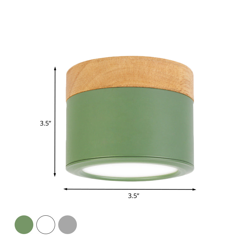 Round Flush Mount Acrylic Macaron Loft Ceiling Light for Bathroom Hallway - Small Green/Grey/White Lamp
