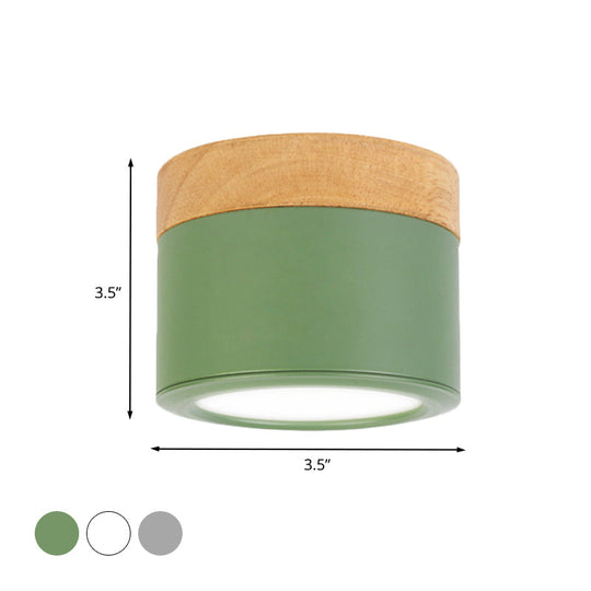 Round Flush Mount Acrylic Macaron Loft Ceiling Light for Bathroom Hallway - Small Green/Grey/White Lamp