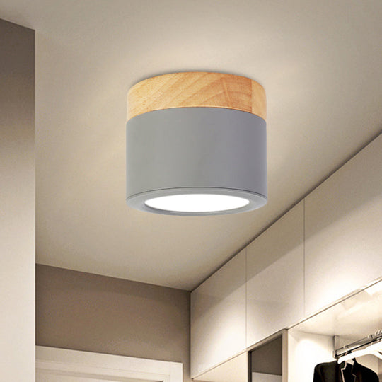 Round Flush Mount Acrylic Macaron Loft Ceiling Light for Bathroom Hallway - Small Green/Grey/White Lamp