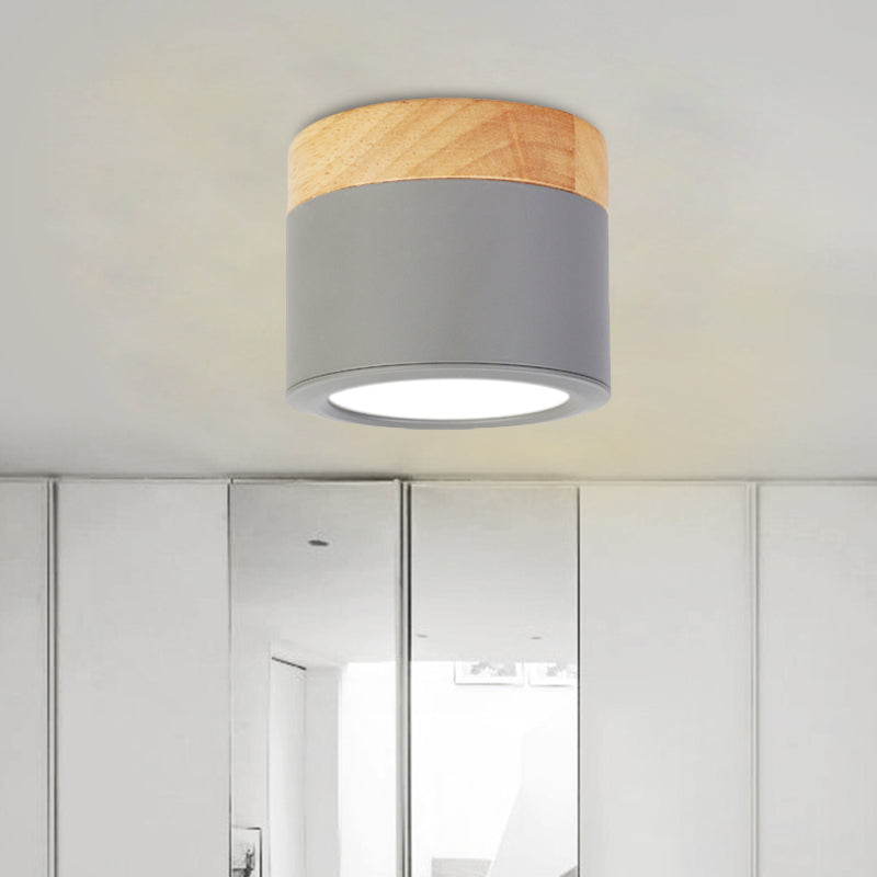 Round Flush Mount Acrylic Macaron Loft Ceiling Light for Bathroom Hallway - Small Green/Grey/White Lamp