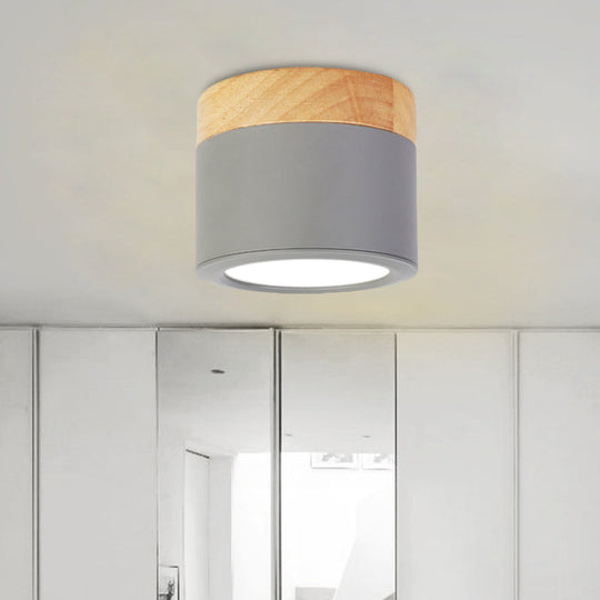 Round Flush Mount Acrylic Macaron Loft Ceiling Light for Bathroom Hallway - Small Green/Grey/White Lamp