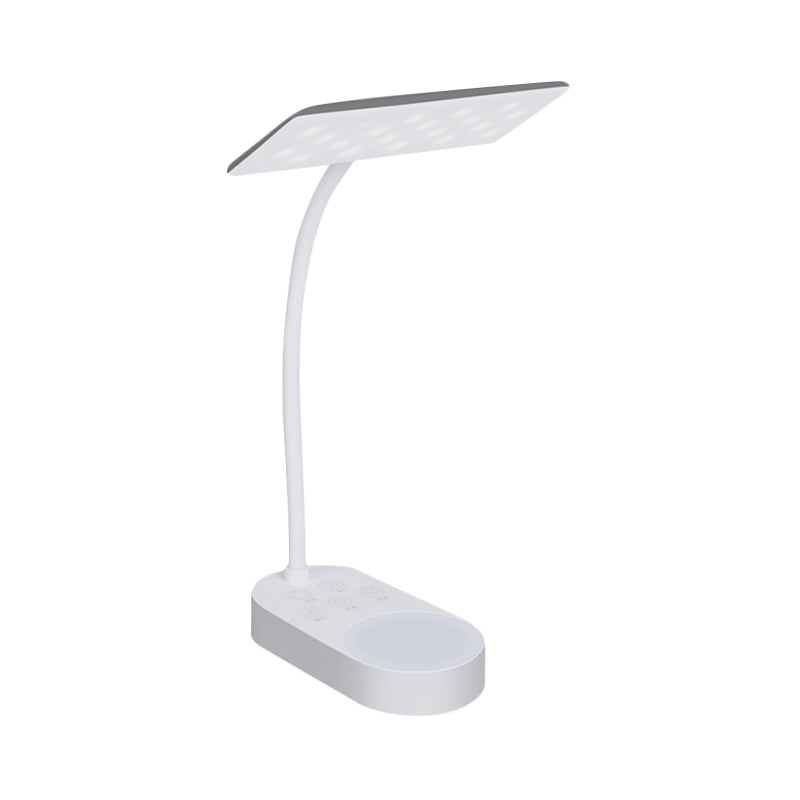 Modern White LED Desk Lamp - Simple, Rectangular Panel Shade for Bedside Reading