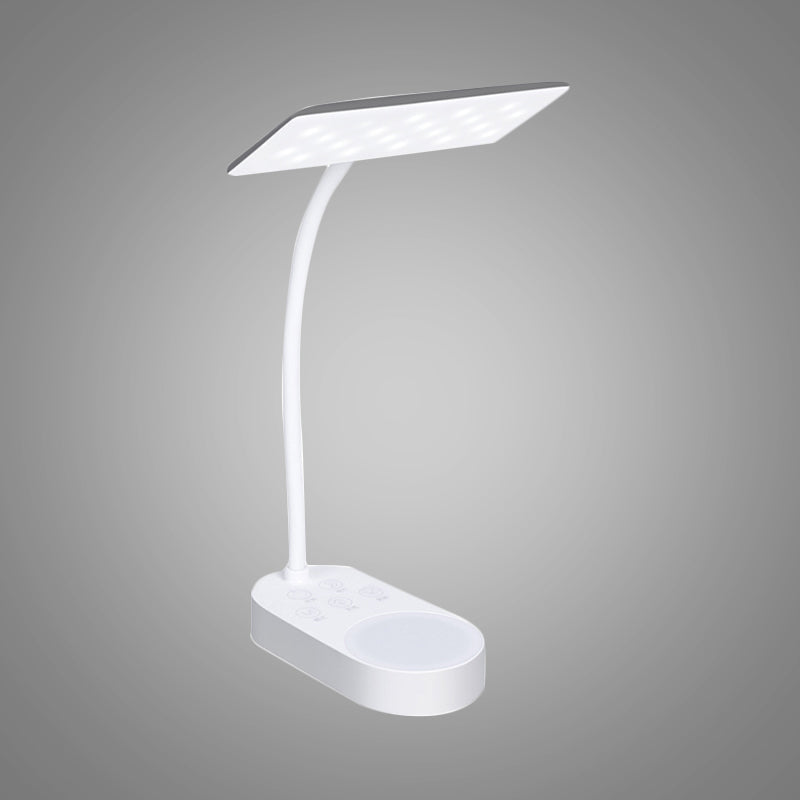 Modern White LED Desk Lamp - Simple, Rectangular Panel Shade for Bedside Reading
