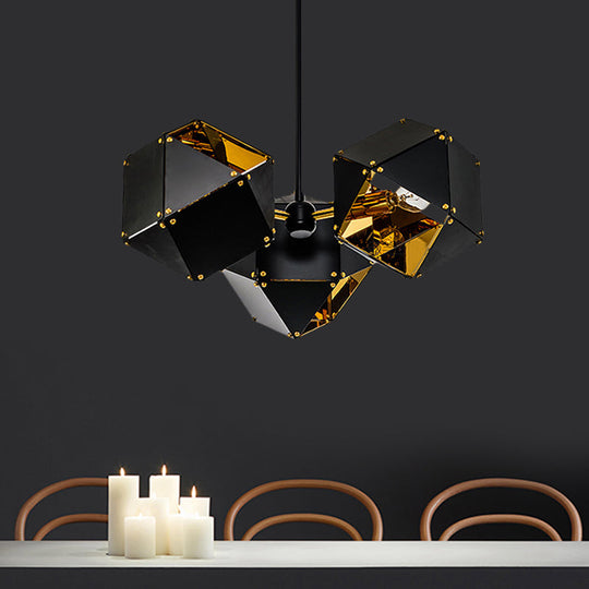 Modern Black/White Multifaceted Metal Chandelier Light - 8/12 Heads - Perfect for Dining Rooms and More!