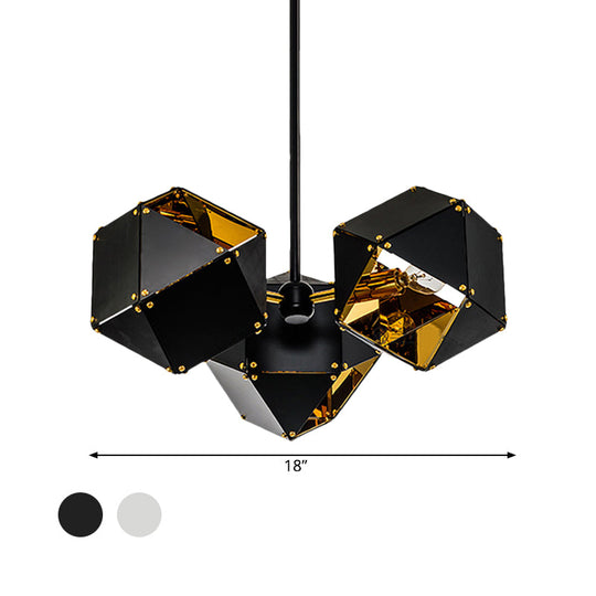 Modern Black/White Multifaceted Metal Chandelier Light - 8/12 Heads - Perfect for Dining Rooms and More!