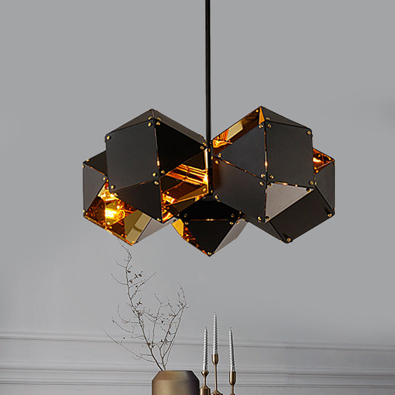 Modern Black/White Multifaceted Metal Chandelier Light - 8/12 Heads - Perfect for Dining Rooms and More!