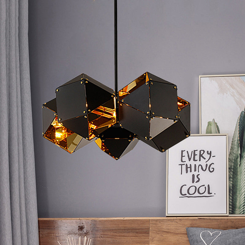 Modern Black/White Multifaceted Metal Chandelier Light - 8/12 Heads - Perfect for Dining Rooms and More!