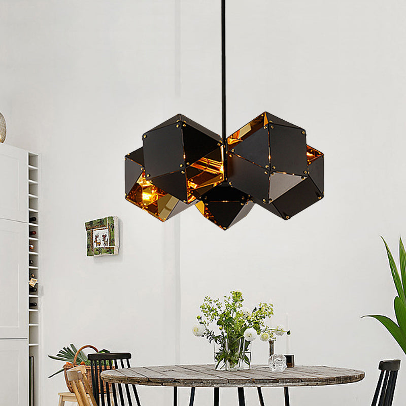 Modern Black/White Multifaceted Metal Chandelier Light - 8/12 Heads - Perfect for Dining Rooms and More!