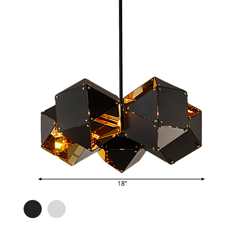 Modern Black/White Multifaceted Metal Chandelier Light - 8/12 Heads - Perfect for Dining Rooms and More!