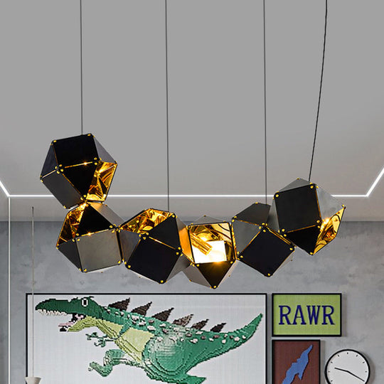 Modern Black/White Multifaceted Metal Chandelier Light - 8/12 Heads - Perfect for Dining Rooms and More!