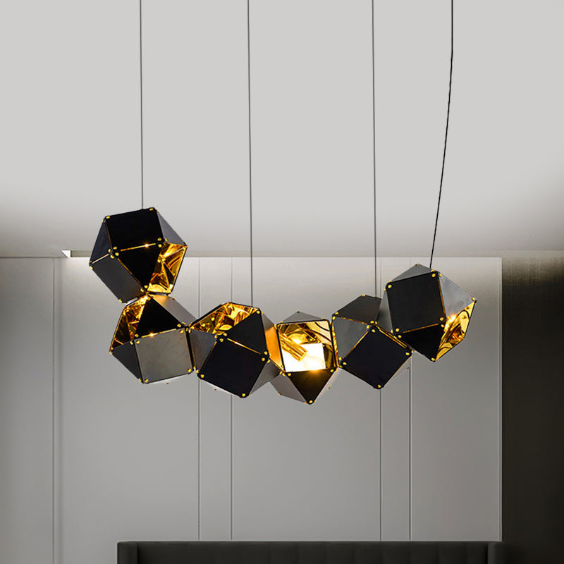 Modern Black/White Multifaceted Metal Chandelier Light - 8/12 Heads - Perfect for Dining Rooms and More!
