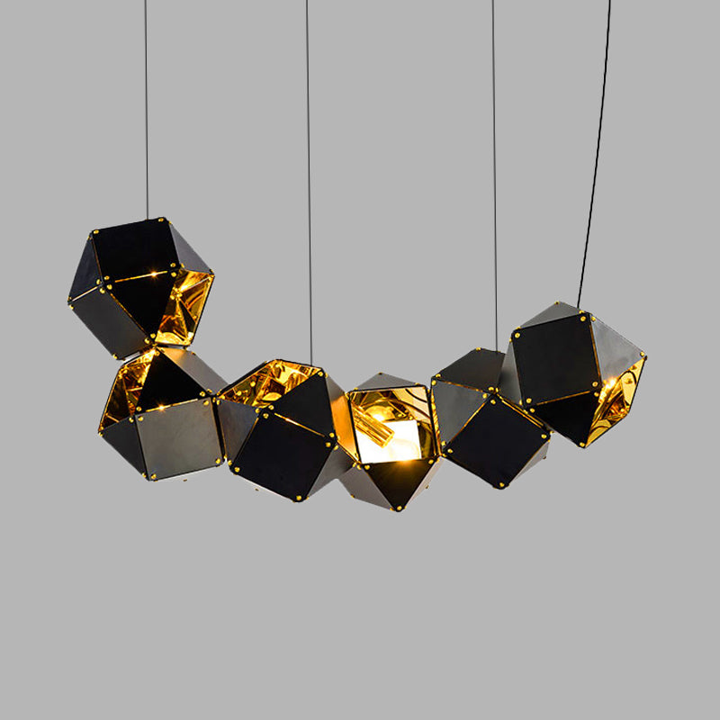 Modern Black/White Multifaceted Metal Chandelier Light - 8/12 Heads - Perfect for Dining Rooms and More!