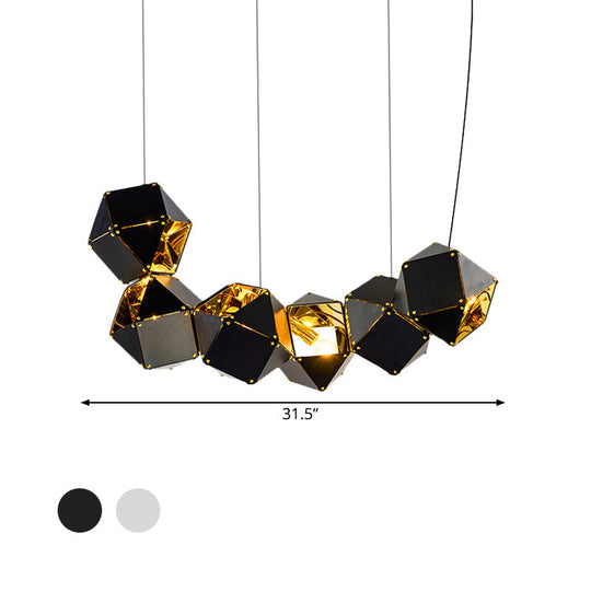 Modern Black/White Multifaceted Metal Chandelier Light - 8/12 Heads - Perfect for Dining Rooms and More!