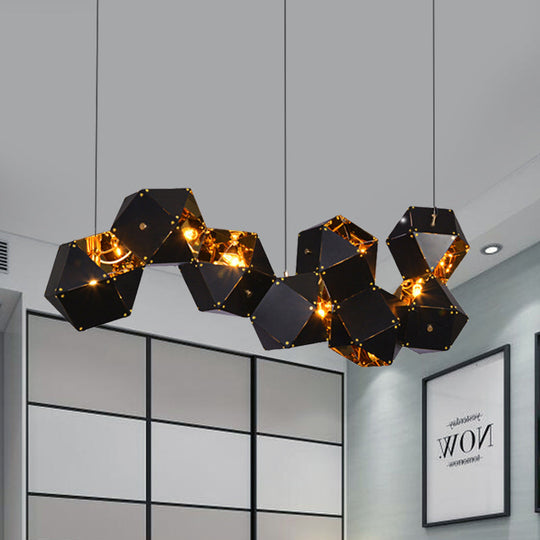 Modern Black/White Multifaceted Metal Chandelier Light - 8/12 Heads - Perfect for Dining Rooms and More!