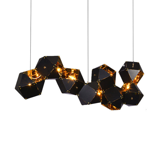 Modern Black/White Multifaceted Metal Chandelier Light - 8/12 Heads - Perfect for Dining Rooms and More!