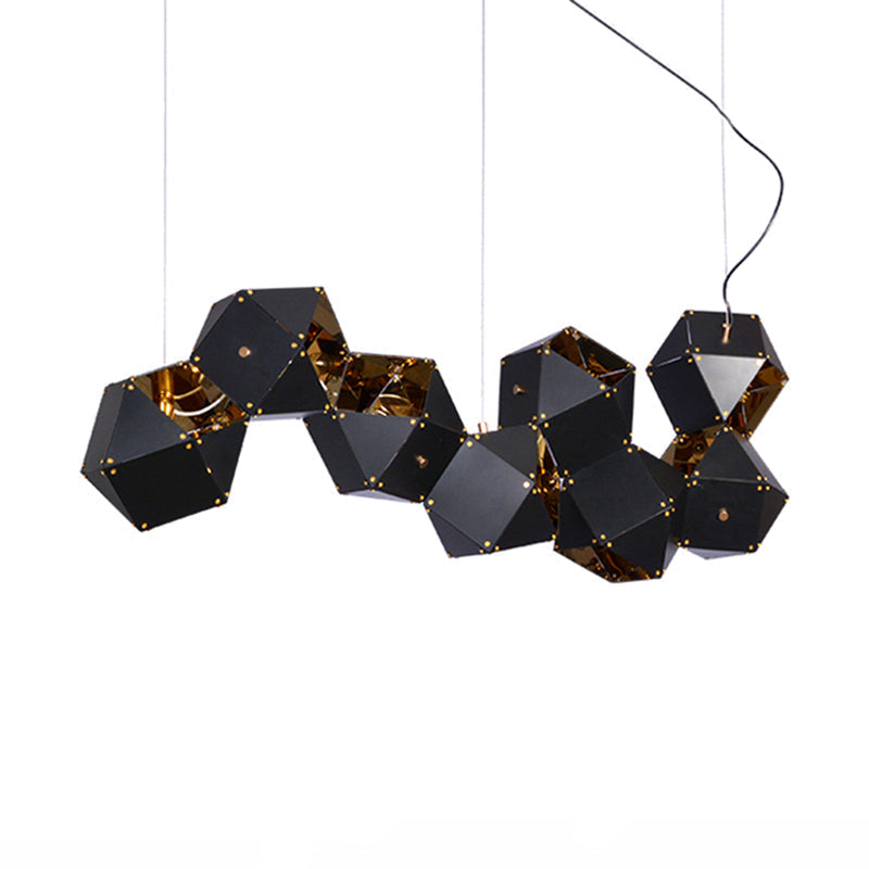 Modern Black/White Multifaceted Metal Chandelier Light - 8/12 Heads - Perfect for Dining Rooms and More!