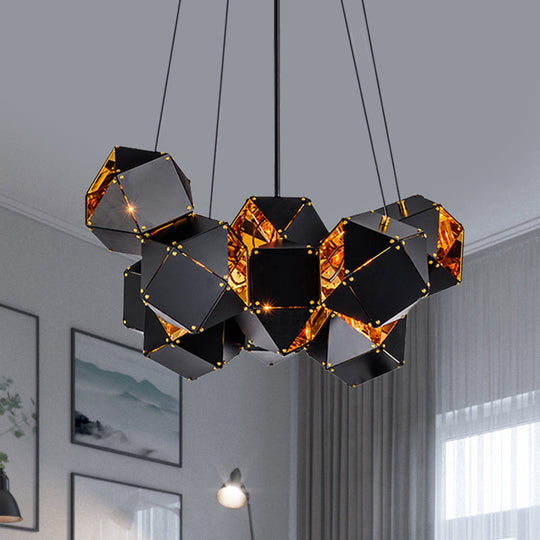Modern Black/White Multifaceted Metal Chandelier Light - 8/12 Heads - Perfect for Dining Rooms and More!