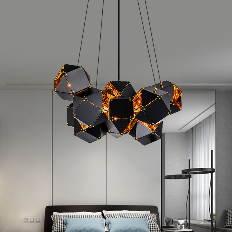 Modern Black/White Multifaceted Metal Chandelier Light - 8/12 Heads - Perfect for Dining Rooms and More!