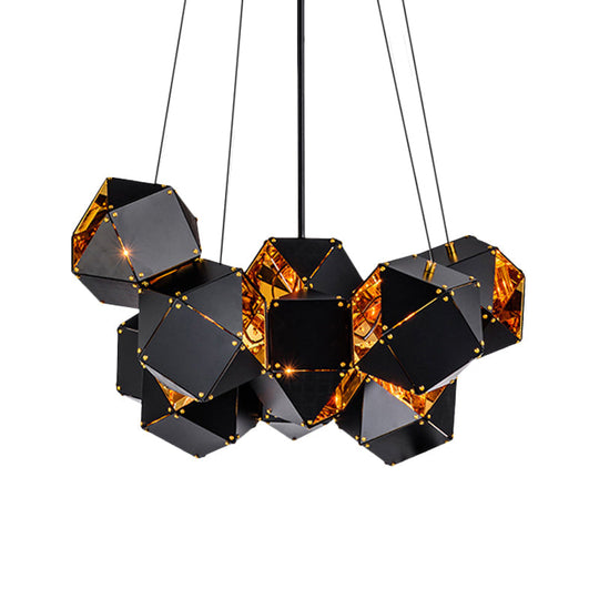 Modern Black/White Multifaceted Metal Chandelier Light - 8/12 Heads - Perfect for Dining Rooms and More!