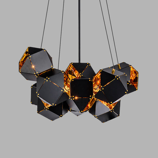 Modern Black/White Multifaceted Metal Chandelier Light - 8/12 Heads - Perfect for Dining Rooms and More!