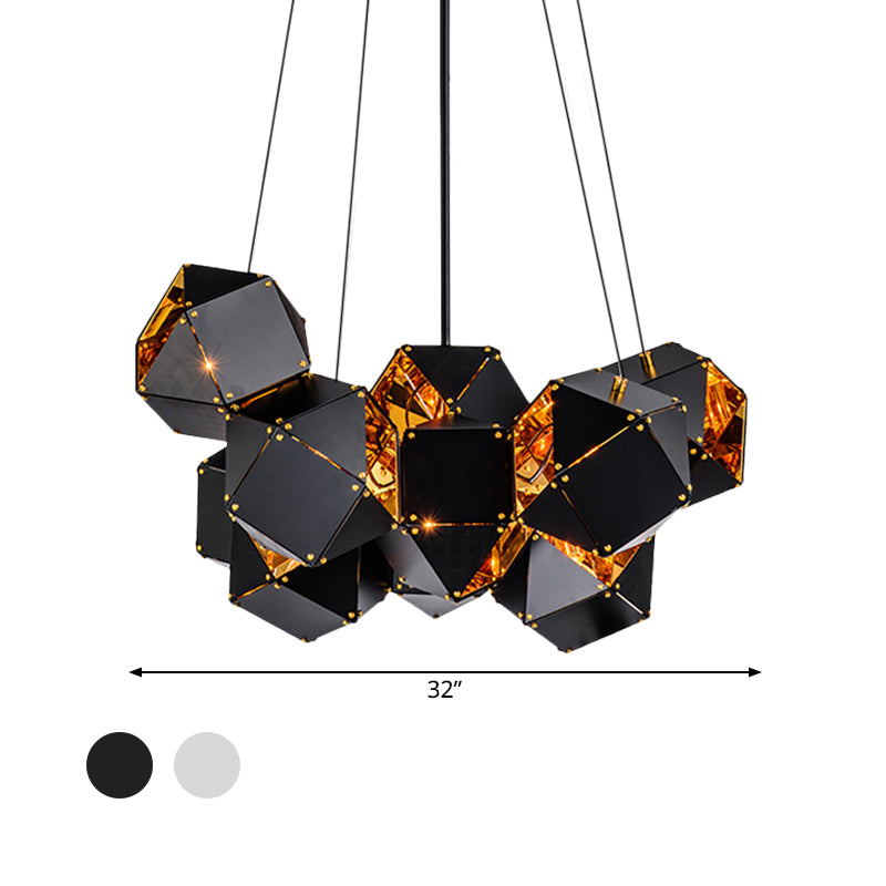 Modern Black/White Multifaceted Metal Chandelier Light - 8/12 Heads - Perfect for Dining Rooms and More!