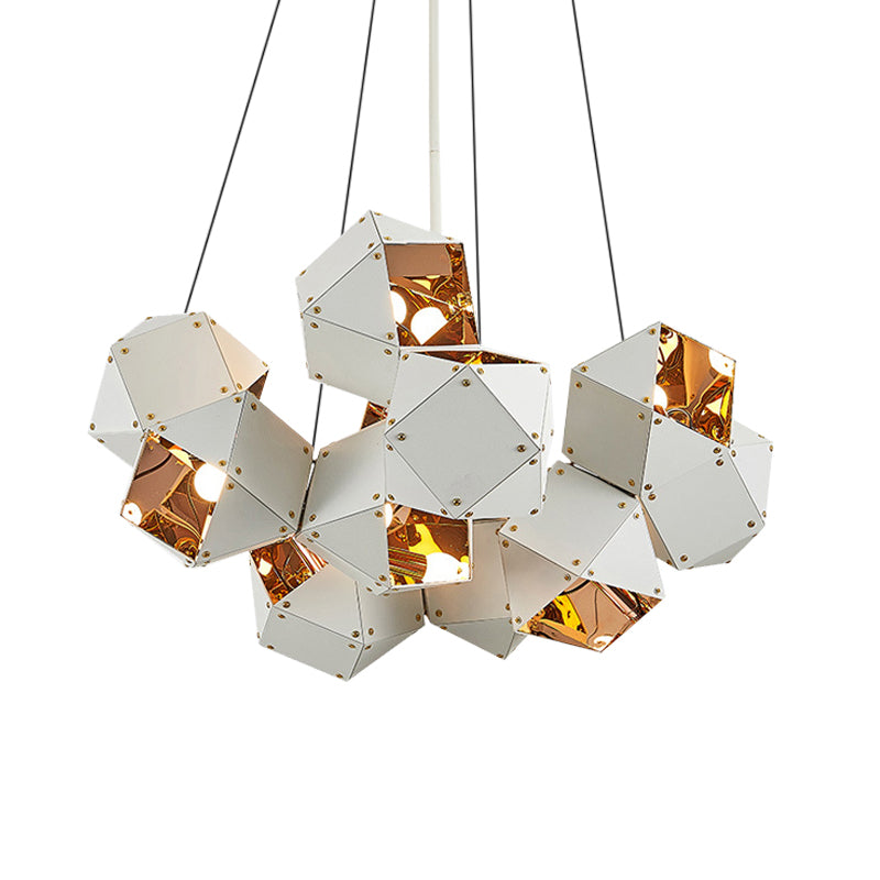 Modern Black/White Multifaceted Metal Chandelier Light - 8/12 Heads - Perfect for Dining Rooms and More!