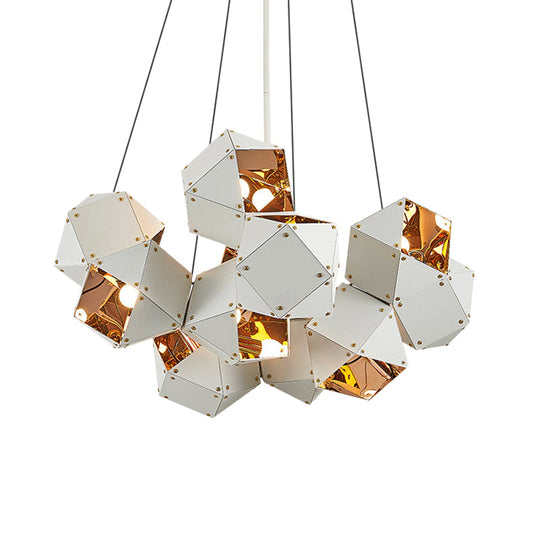 Modern Black/White Multifaceted Metal Chandelier Light - 8/12 Heads - Perfect for Dining Rooms and More!
