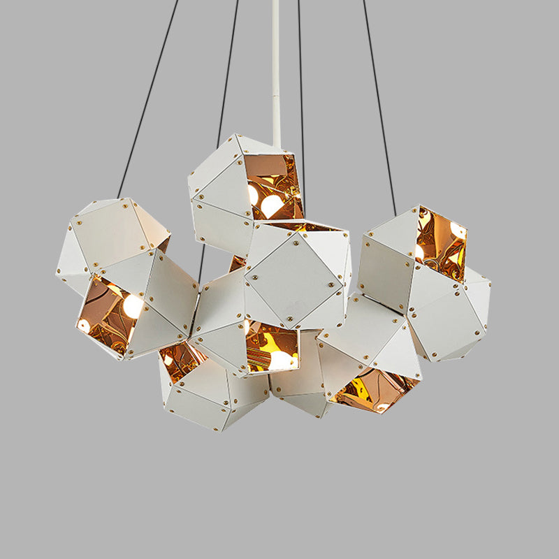 Modern Black/White Multifaceted Metal Chandelier Light - 8/12 Heads - Perfect for Dining Rooms and More!