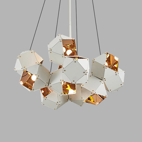 Modern Black/White Multifaceted Metal Chandelier Light - 8/12 Heads - Perfect for Dining Rooms and More!