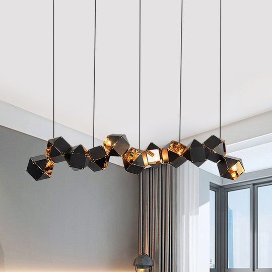 Modern Black/White Multifaceted Metal Chandelier Light - 8/12 Heads - Perfect for Dining Rooms and More!