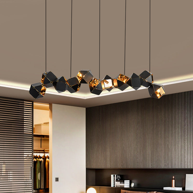 Modern Black/White Multifaceted Metal Chandelier Light - 8/12 Heads - Perfect for Dining Rooms and More!