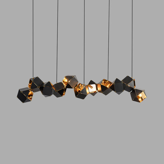 Modern Black/White Multifaceted Metal Chandelier Light - 8/12 Heads - Perfect for Dining Rooms and More!
