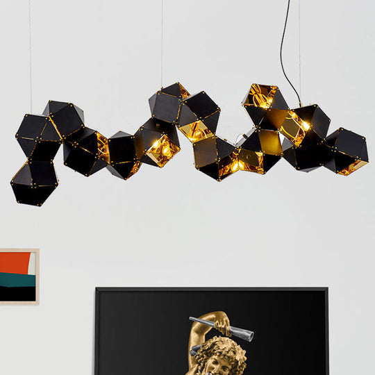 Modern Black/White Multifaceted Metal Chandelier Light - 8/12 Heads - Perfect for Dining Rooms and More!