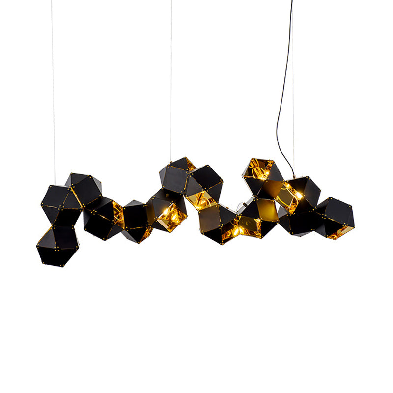 Modern Black/White Multifaceted Metal Chandelier Light - 8/12 Heads - Perfect for Dining Rooms and More!