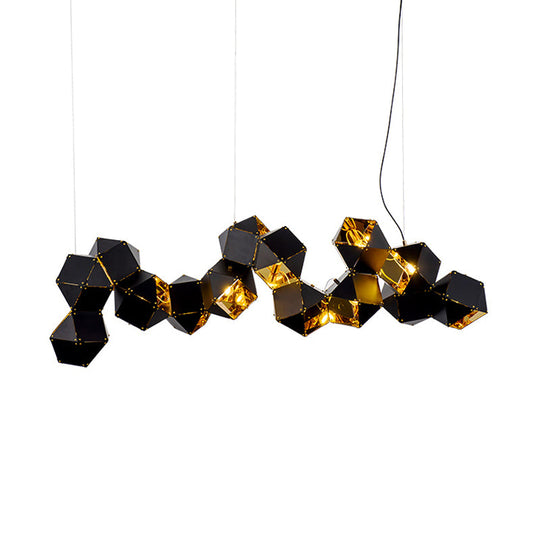 Modern Black/White Multifaceted Metal Chandelier Light - 8/12 Heads - Perfect for Dining Rooms and More!
