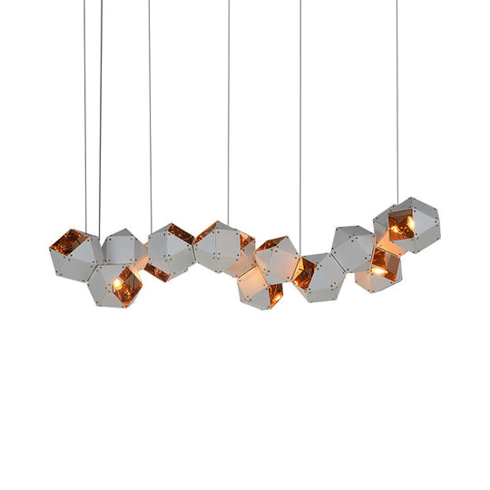 Modern Black/White Multifaceted Metal Chandelier Light - 8/12 Heads - Perfect for Dining Rooms and More!