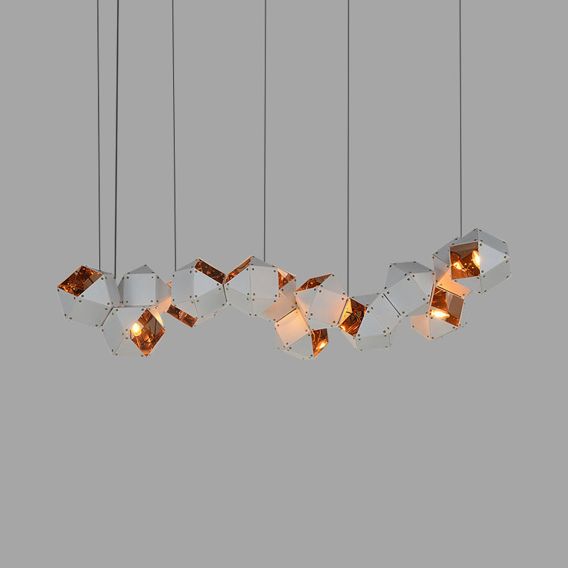 Modern Black/White Multifaceted Metal Chandelier Light - 8/12 Heads - Perfect for Dining Rooms and More!