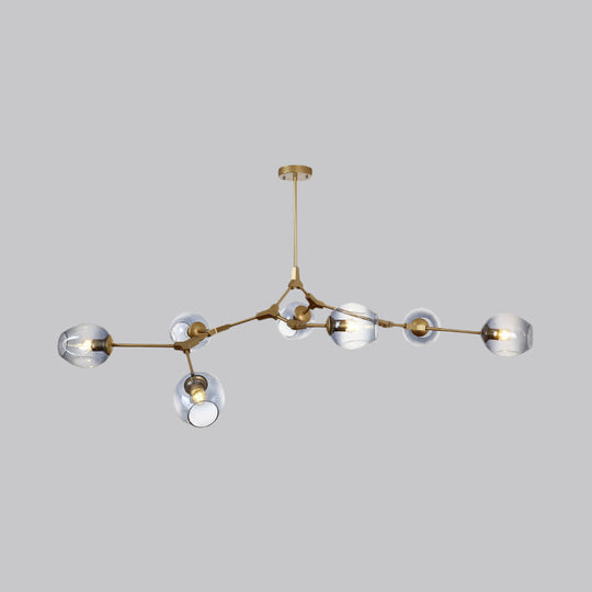 Modern Black/Gold Branch Chandelier Lamp - 5/6 Lights, Smoke Gray/Tan Glass - Dining Room Lighting