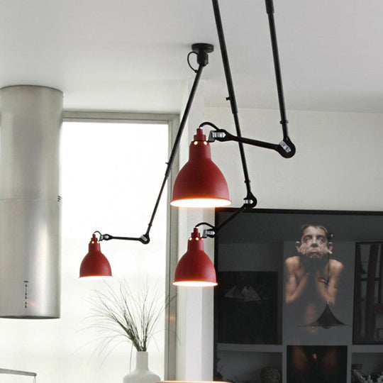 Modern Dome Pendant Lamp with Articulating Arm - Black/Gray Ceiling Light for Kitchen