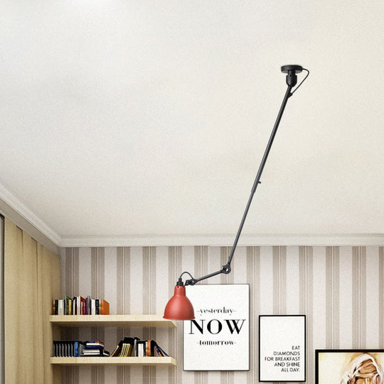 Modern Dome Pendant Lamp with Articulating Arm - Black/Gray Ceiling Light for Kitchen
