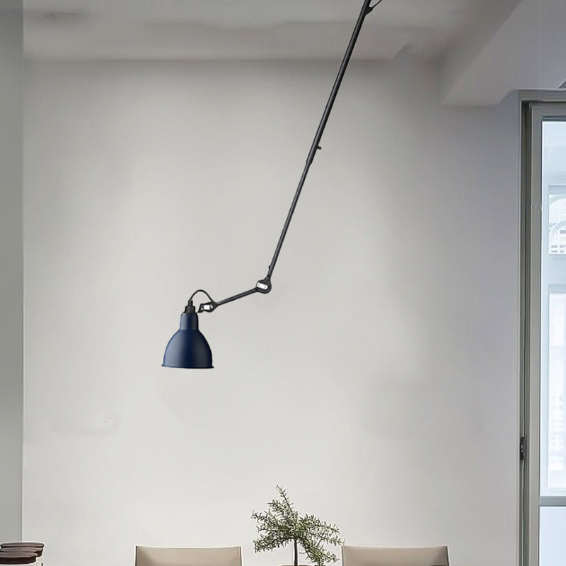 Modern Dome Pendant Lamp with Articulating Arm - Black/Gray Ceiling Light for Kitchen