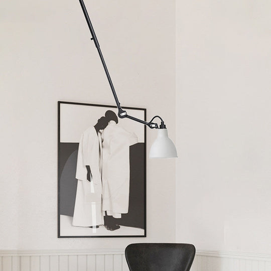 Modern Dome Pendant Lamp with Articulating Arm - Black/Gray Ceiling Light for Kitchen