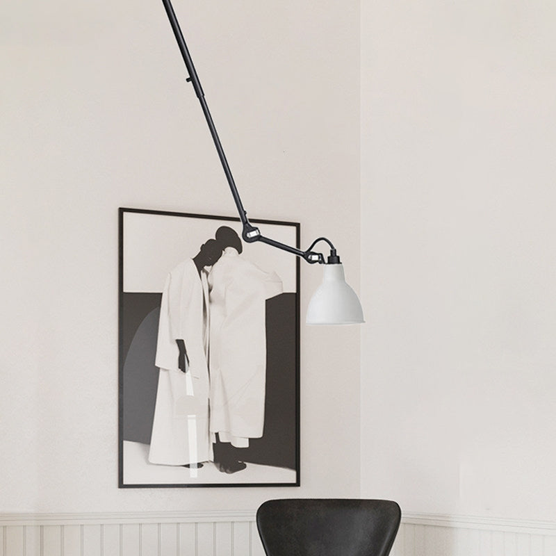 Modern Dome Pendant Lamp with Articulating Arm - Black/Gray Ceiling Light for Kitchen